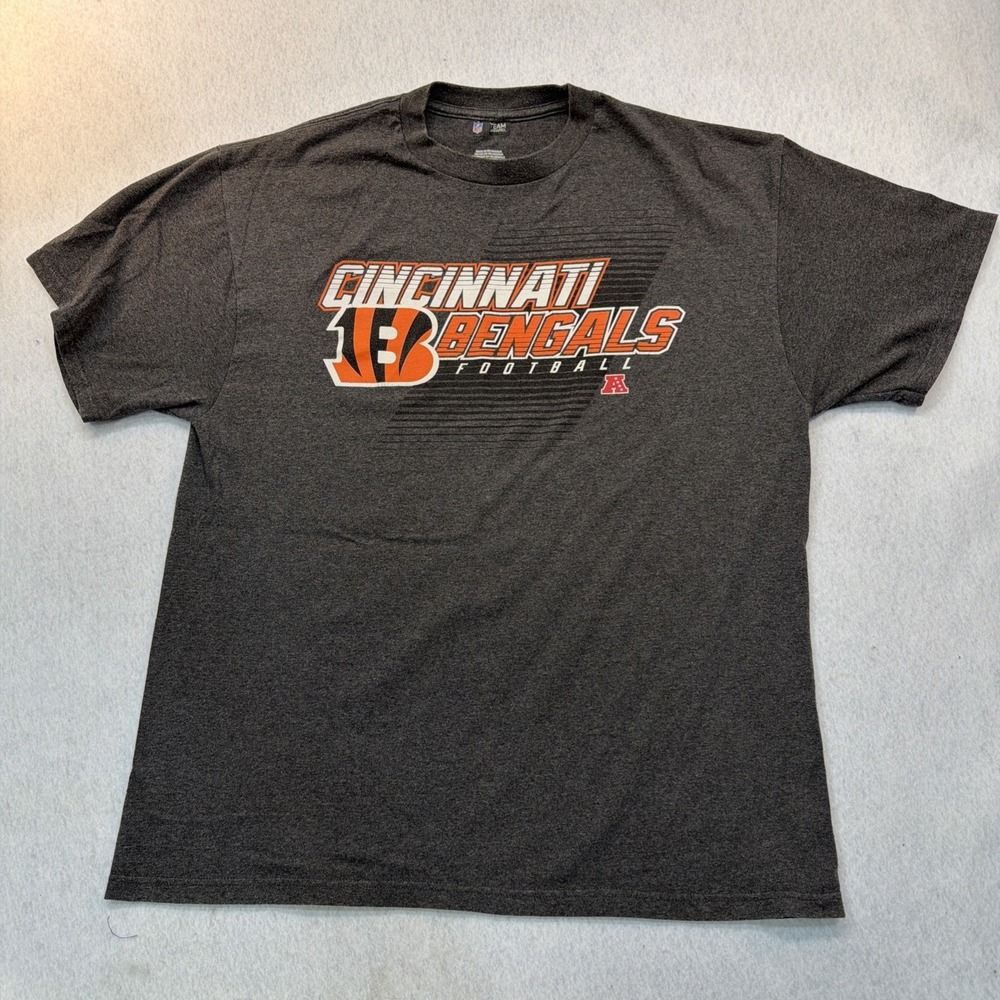 NFL Team Apparel Cincinnati Bengals Football T-Shirt Charcoal Heather XL WX2952